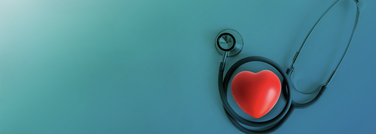 a stethoscope with a heart photo in the middle
