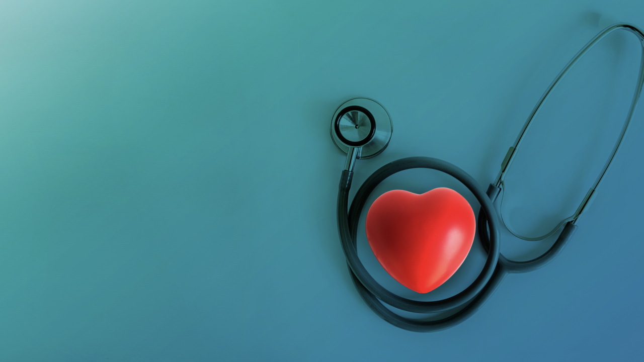 a stethoscope with a heart photo in the middle